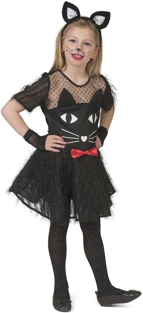 Poes & Kat Kostuum | Kitty Black | Meisje | Maat 140 | Halloween | Verkleedkleding